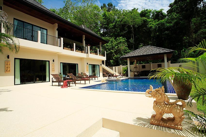 sun deck sun loungers sala pool coral villa nai harn phuket holiday rental