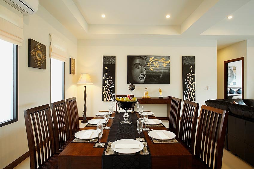 indoor dining room onyx villa nai harn phuket holiday rental