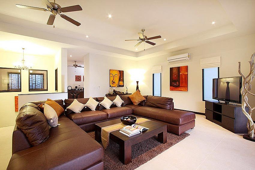 living room home theatre and sofa seating opal villa nai harn phuket holiday rental