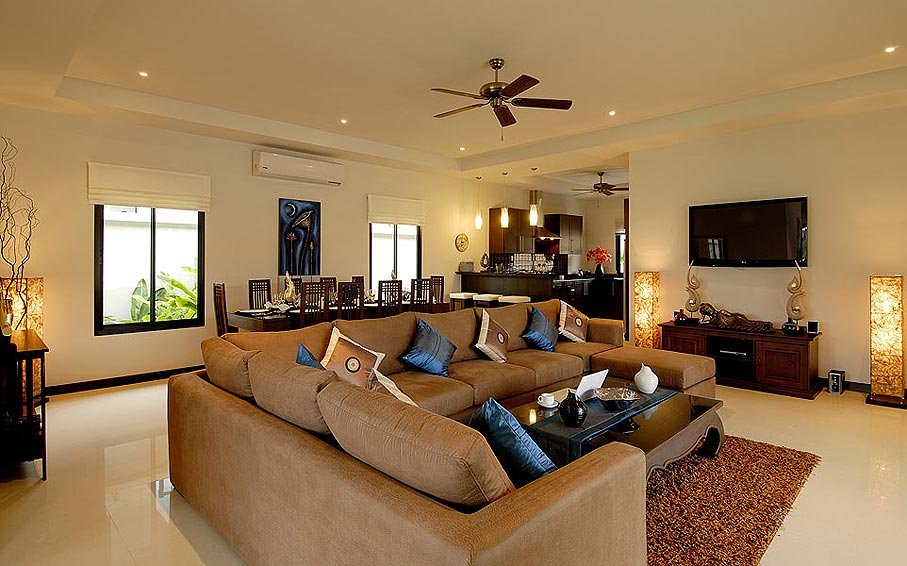 lounge area large sofa pearl villa nai harn phuket holiday rental