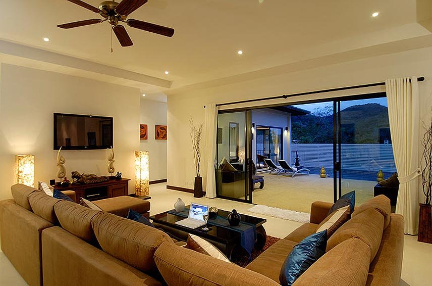 lounge area tv wifi home theatre pearl villa nai harn phuket holiday rental