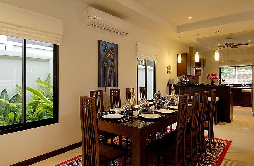 indoor dining room pearl villa nai harn phuket holiday rental