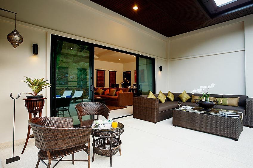 covered outside balcony seating sapphire villa nai harn phuket holiday rental